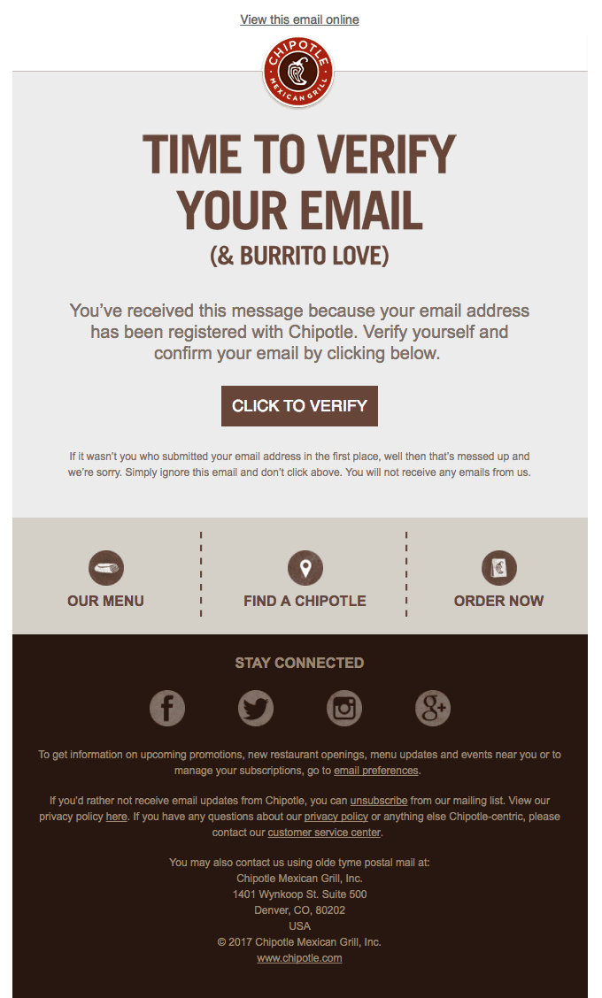 Hey It’s Chipotle – Please Confirm Your Subscription