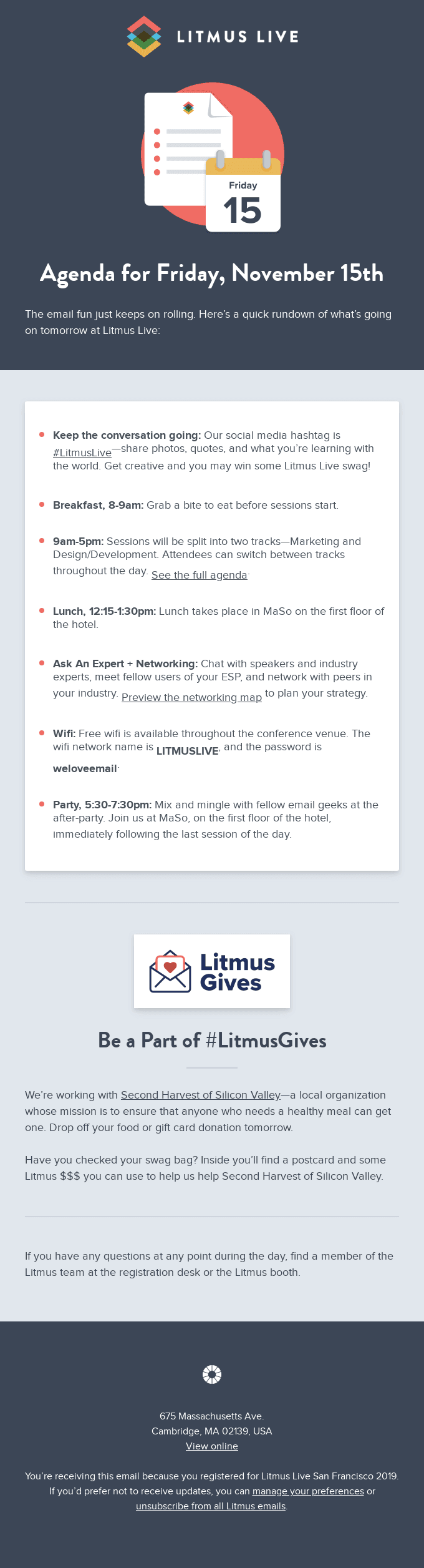 Your agenda for Friday, 15th November