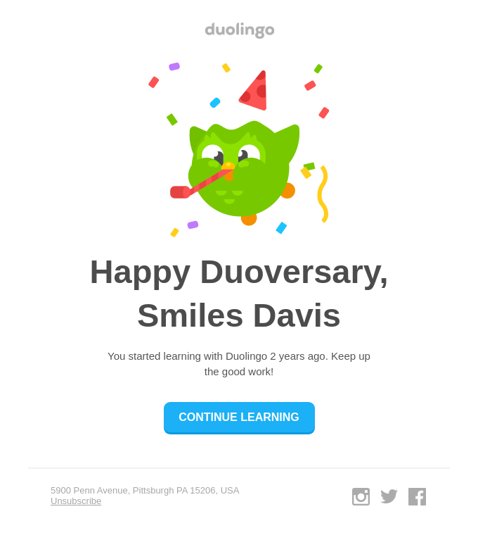 It's your Duoversary! 🎂