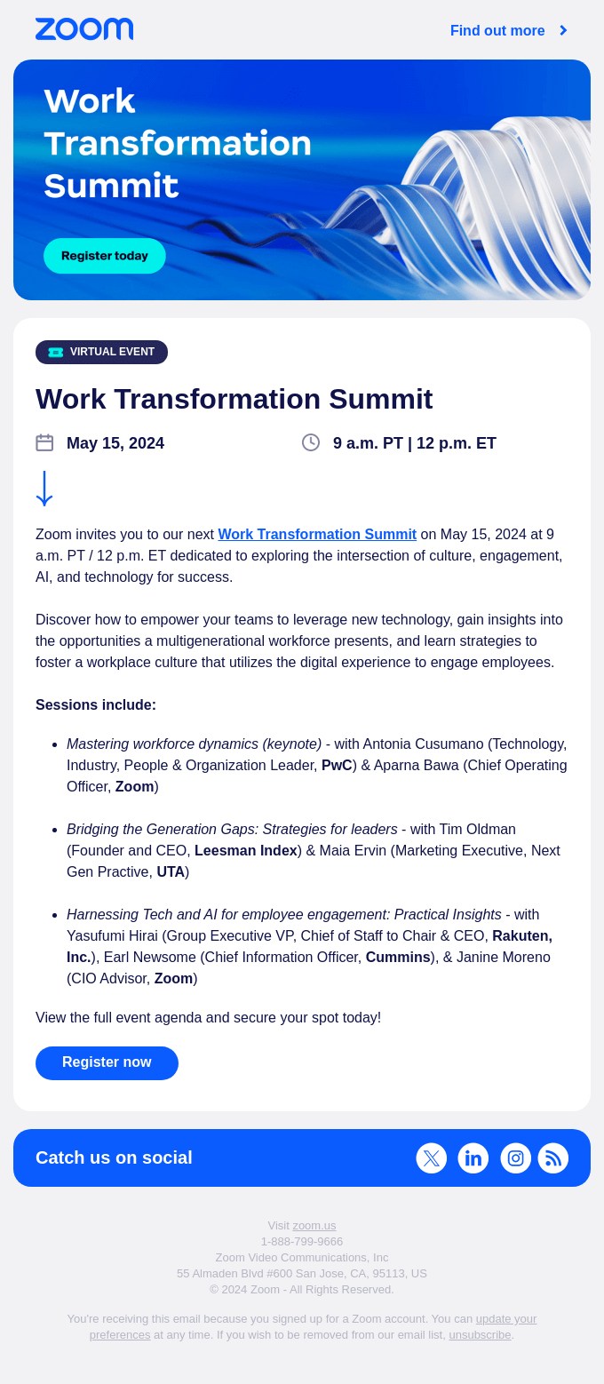 Last Chance! Zoom’s Work Transformation Summit returns May 15th