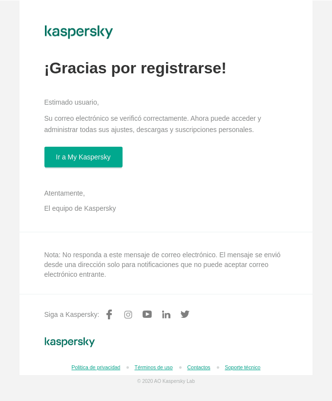 ✔️ Bienvenido a My Kaspersky
