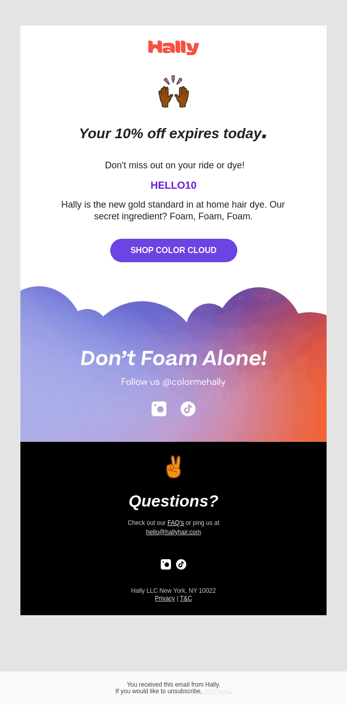 10% off code expires today!