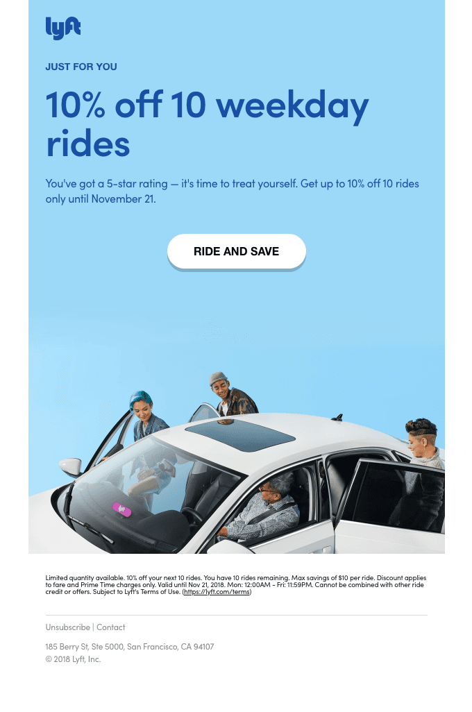 10% off rides until November 21