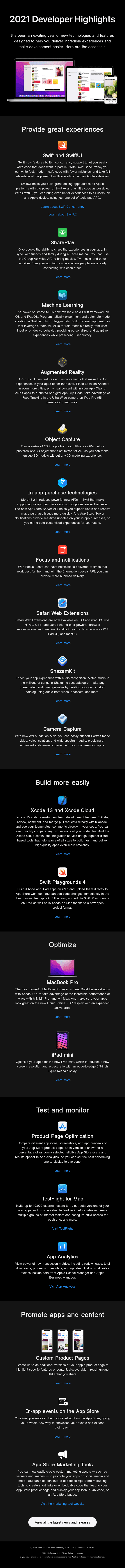 2021 Developer Highlights