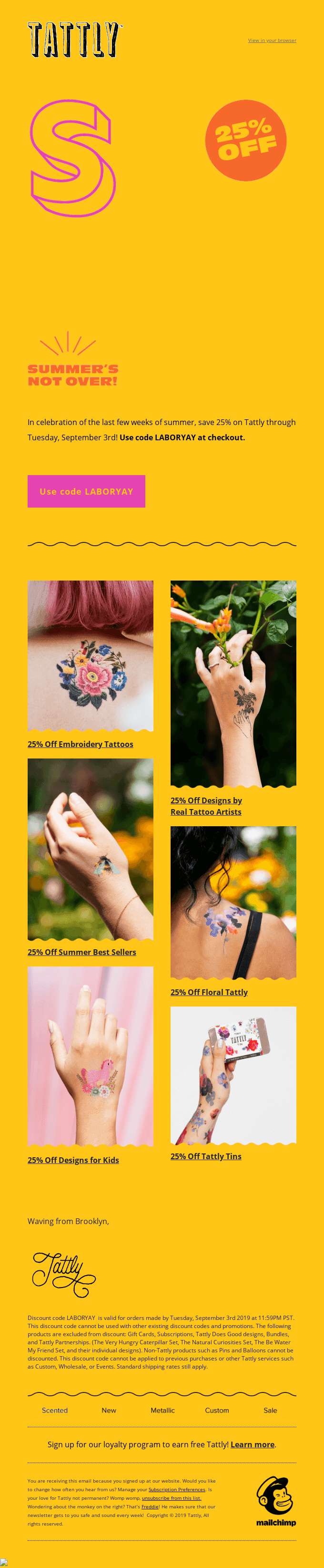 25% Off for Labor Day Weekend