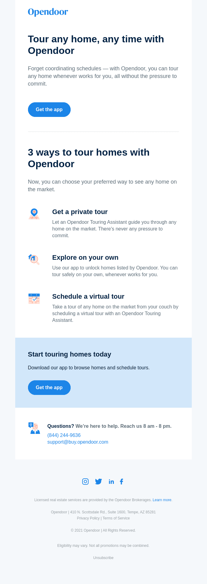 3 ways to tour with Opendoor