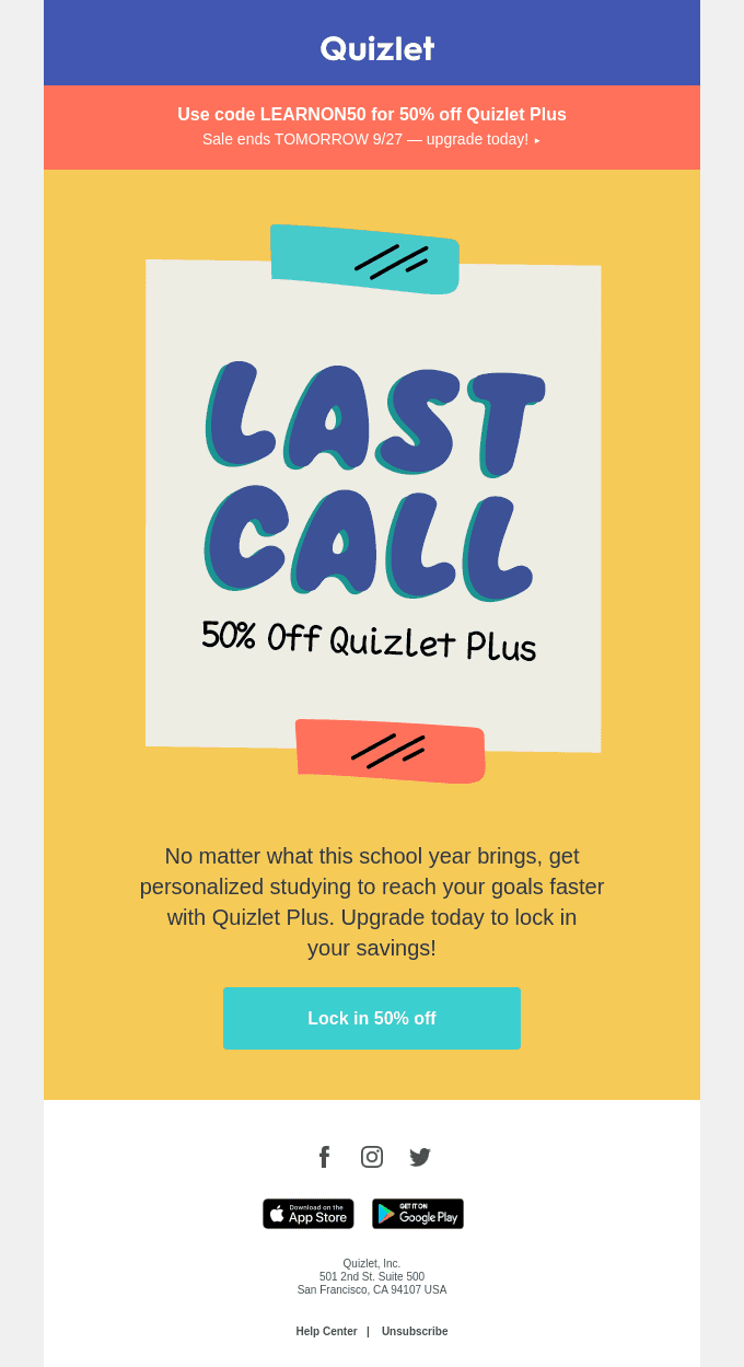 50% off ends tomorrow ⏰