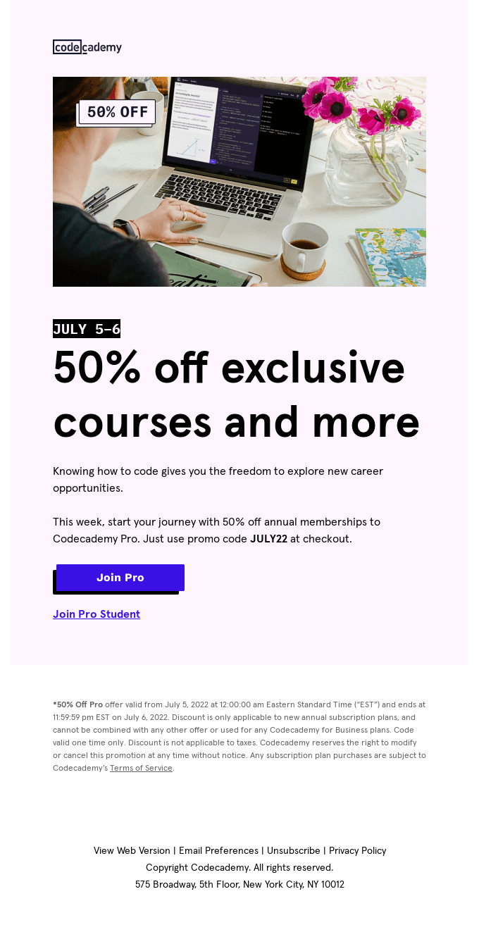 50% off Pro through July 6