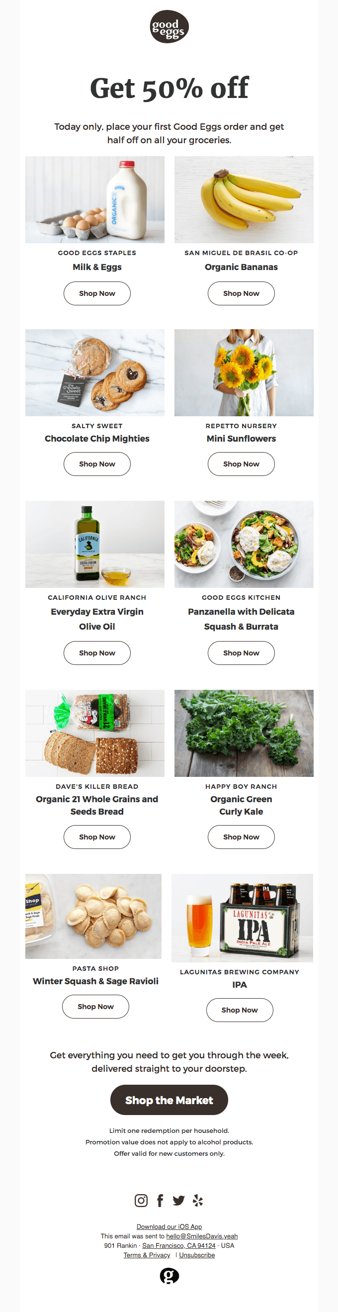 50% off your groceries today