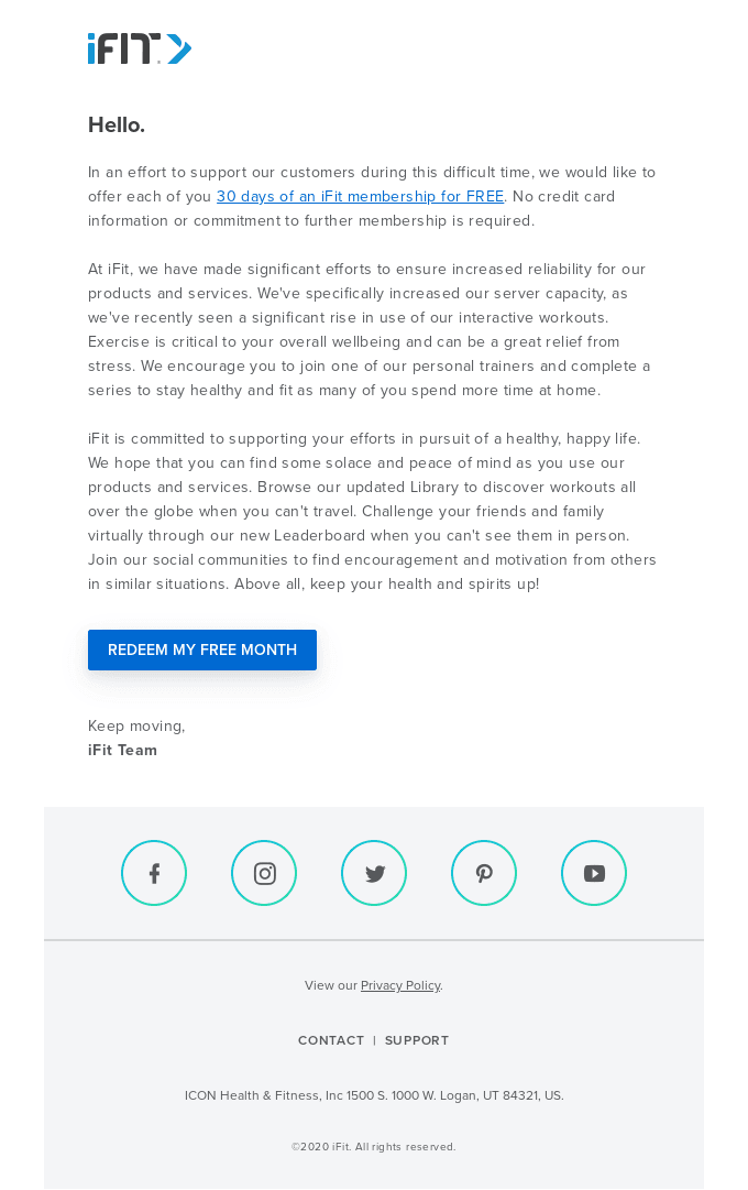A free month...on us.