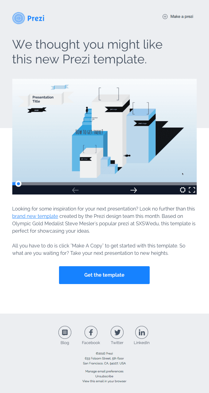 A fresh Prezi template to take your presentation to new heights