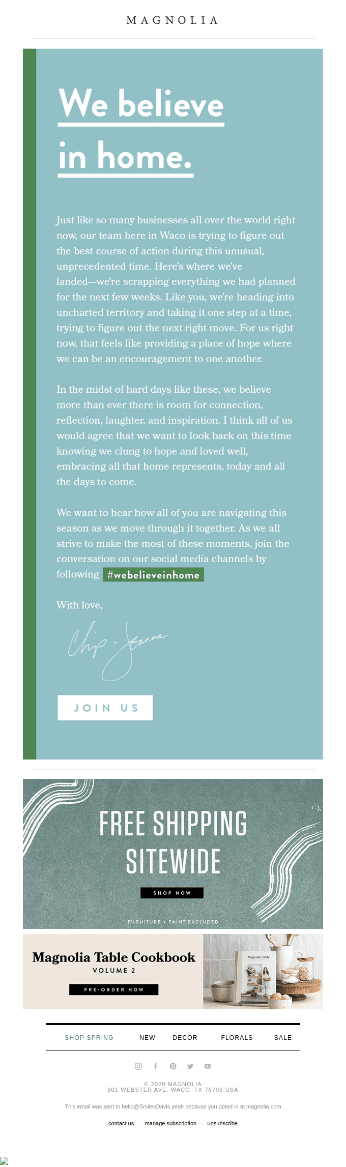 A letter from Chip and Joanna