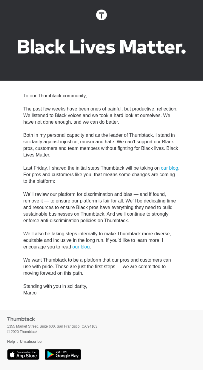 A message to our community