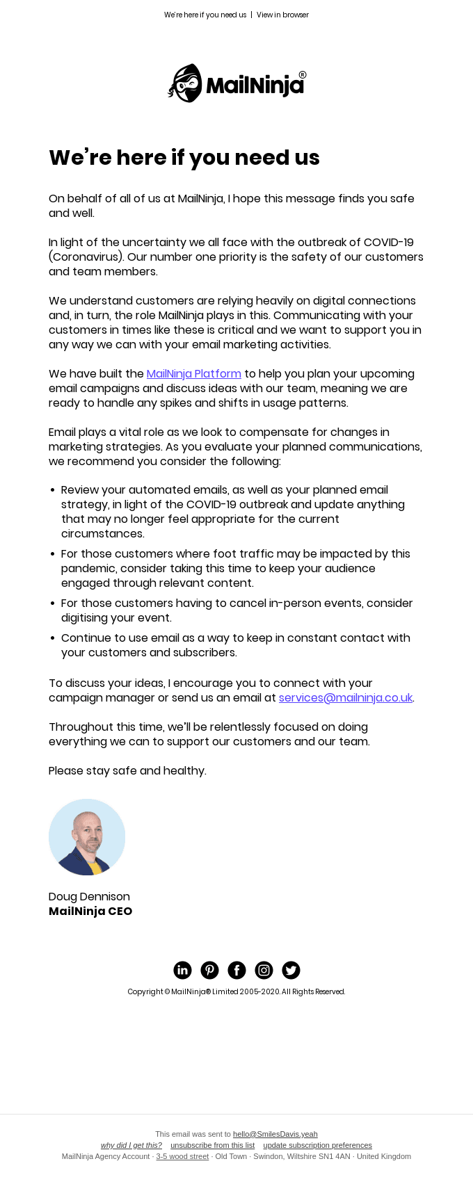 A note from MailNinja's CEO