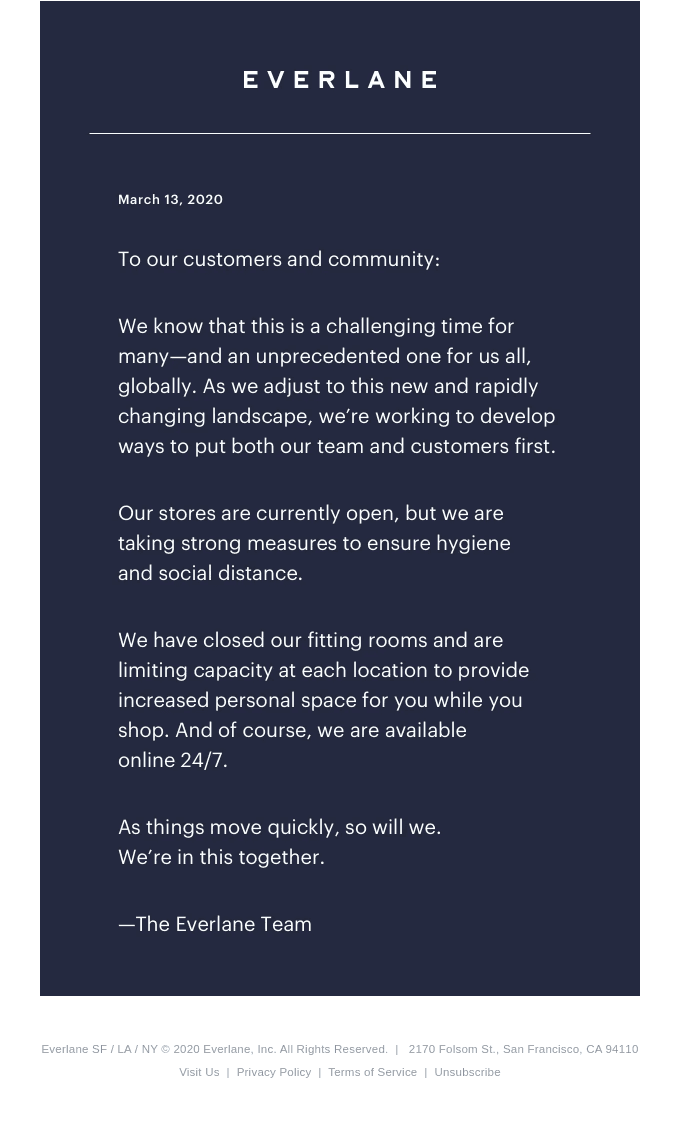 A Note To Our Community