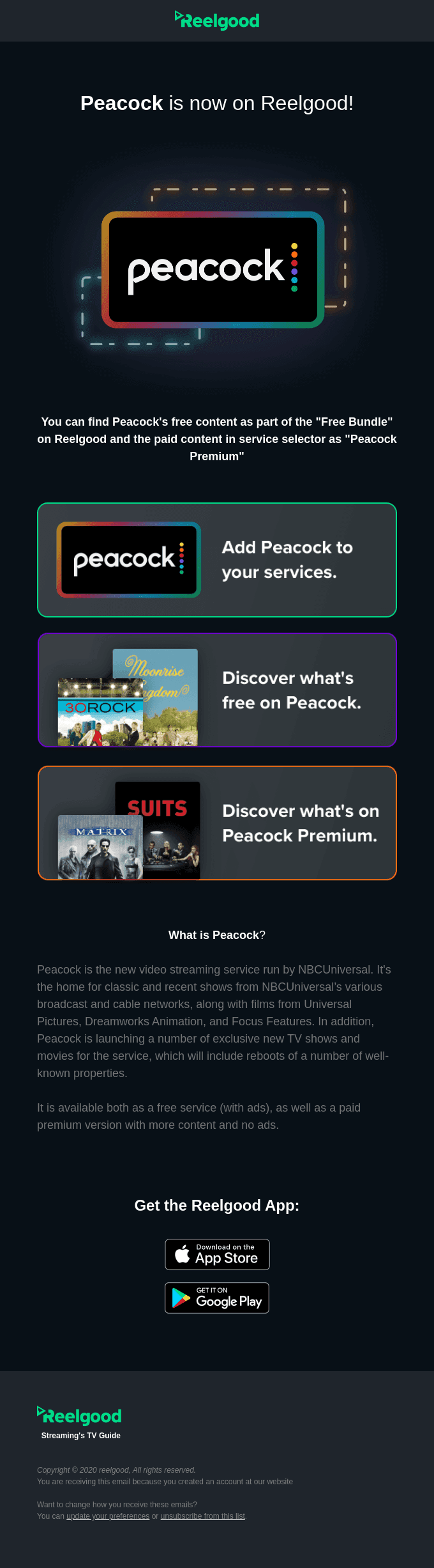 A Peacock has landed.