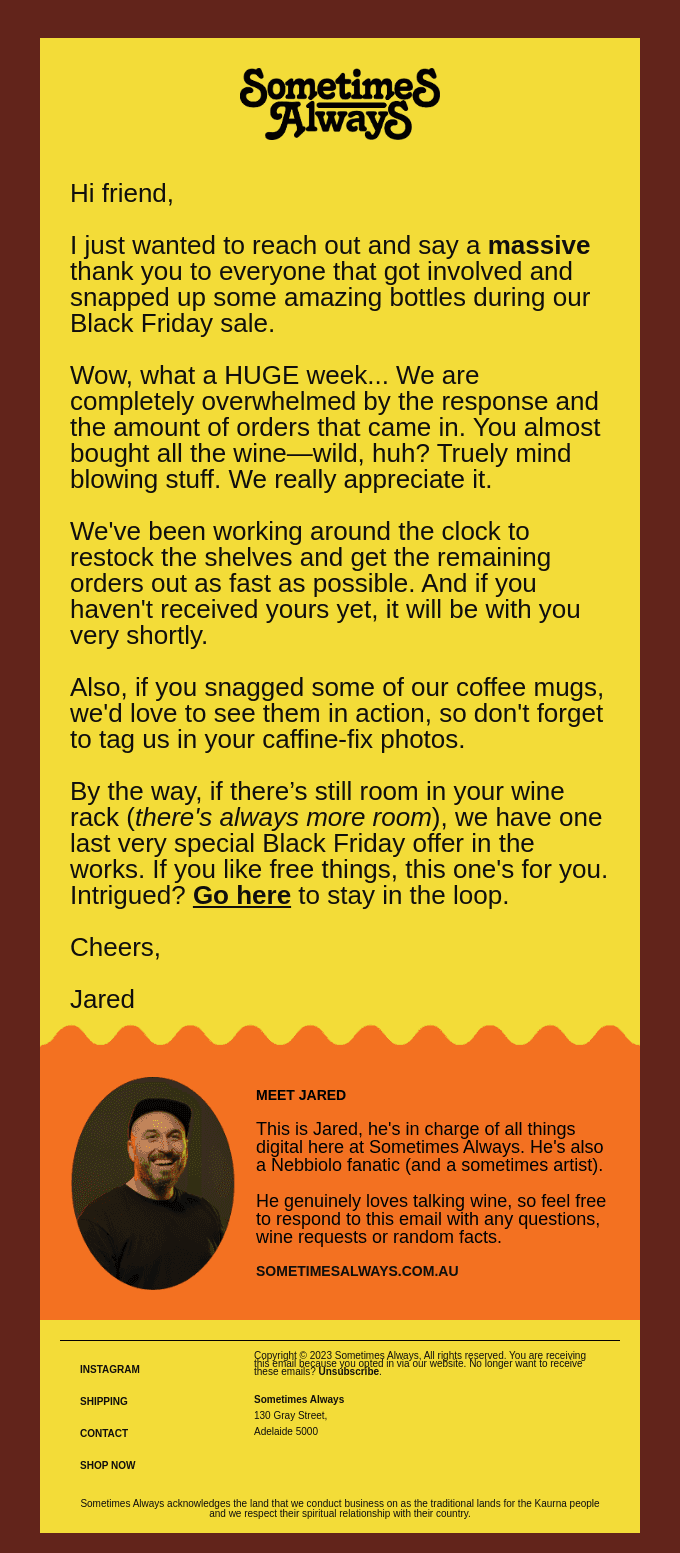 A Thank You Note From Jared 🙏