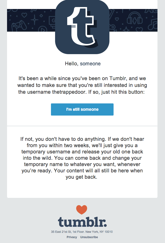 Account notice: Your username needs attention