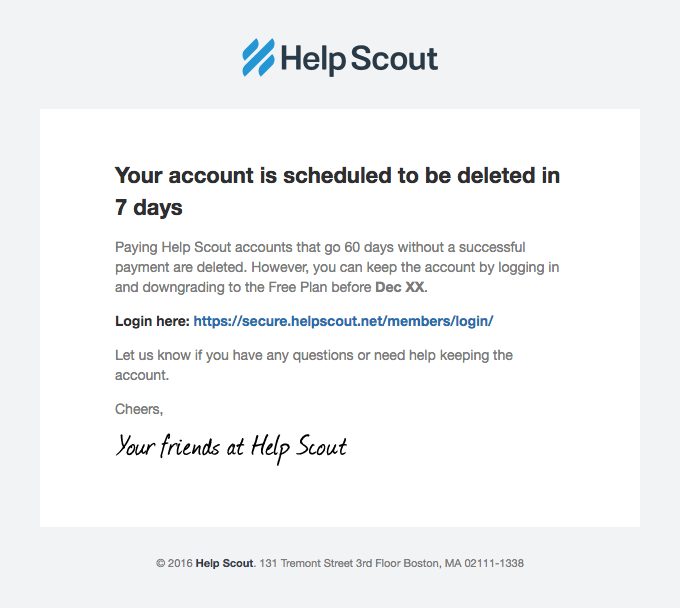 Account Scheduled for Deletion