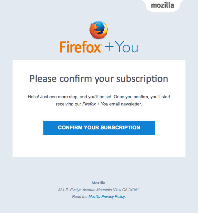 Action required: Confirm your subscription to Firefox + You