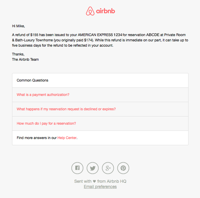 Airbnb Payment Update