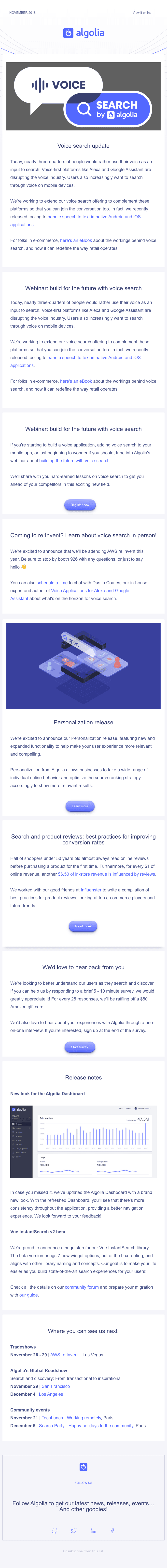 Algolia Digest - November 2018