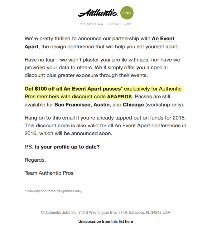 An Event Apart + Authentic Pros