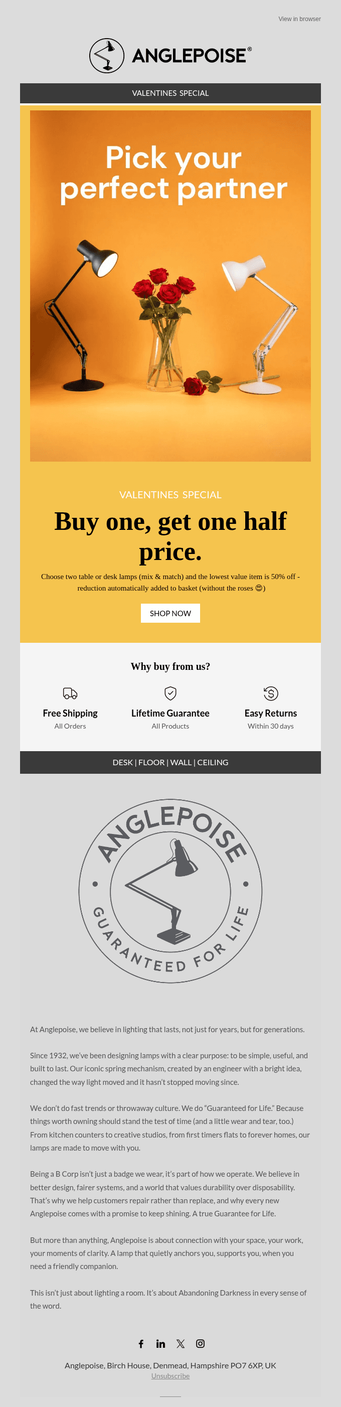 Anglepoise Valentines Special