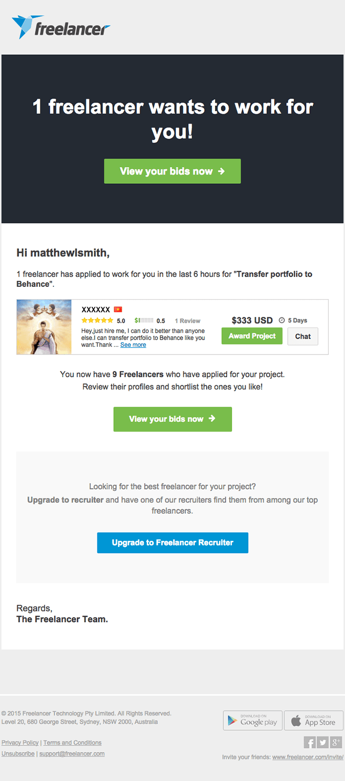 Another freelancer wants to work on “Transfer portfolio to Behance”