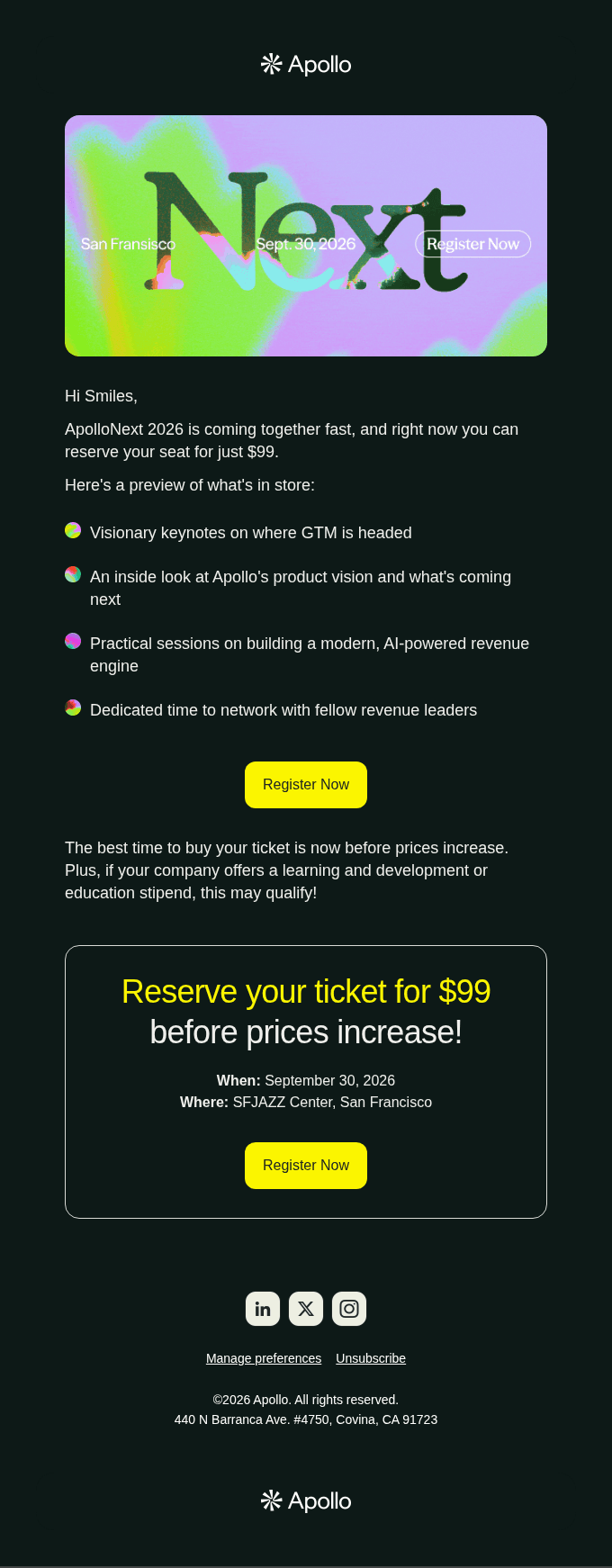 Grab your ApolloNext ticket before prices increase