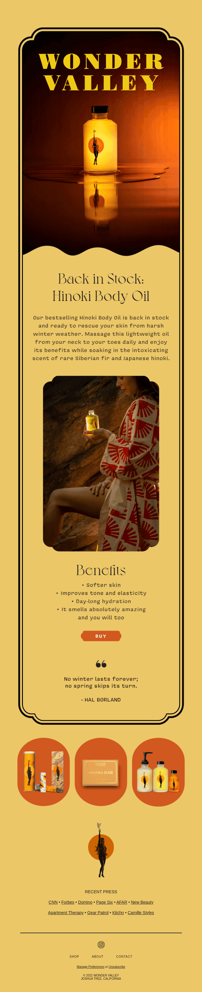 Back in Stock: Hinoki Body Oil 💥
