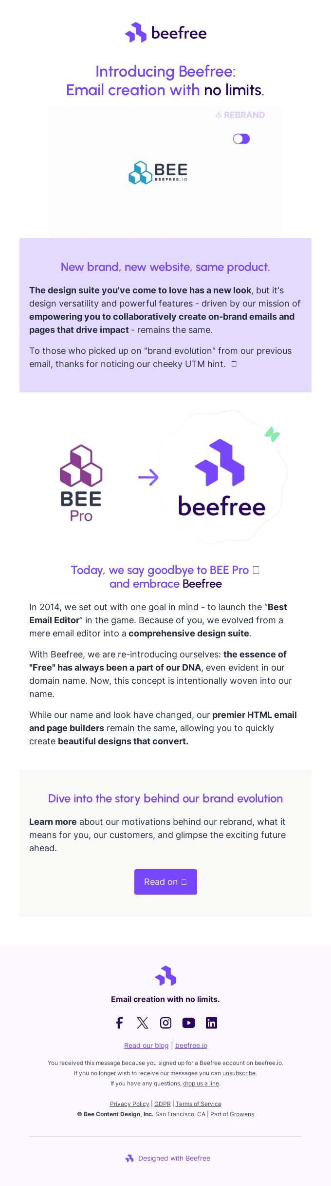 BEE is embracing “Beefree”