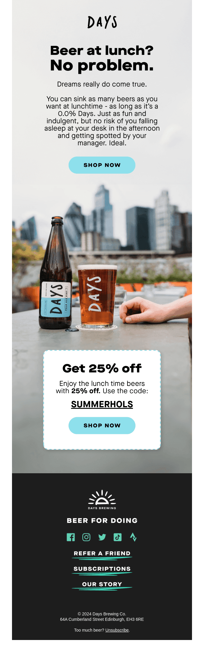Beer at lunch? No problem.