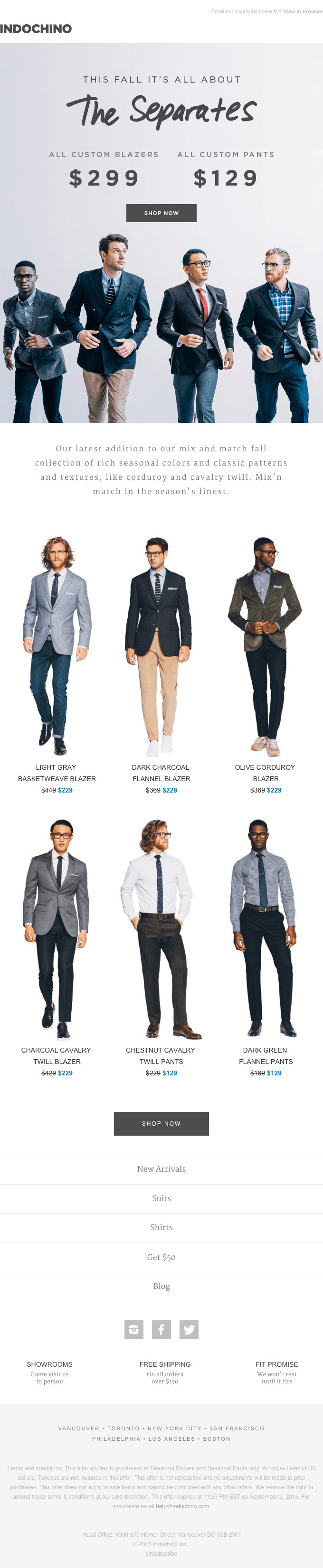 Blazers $299 | Pants $129 | Mix’n Match