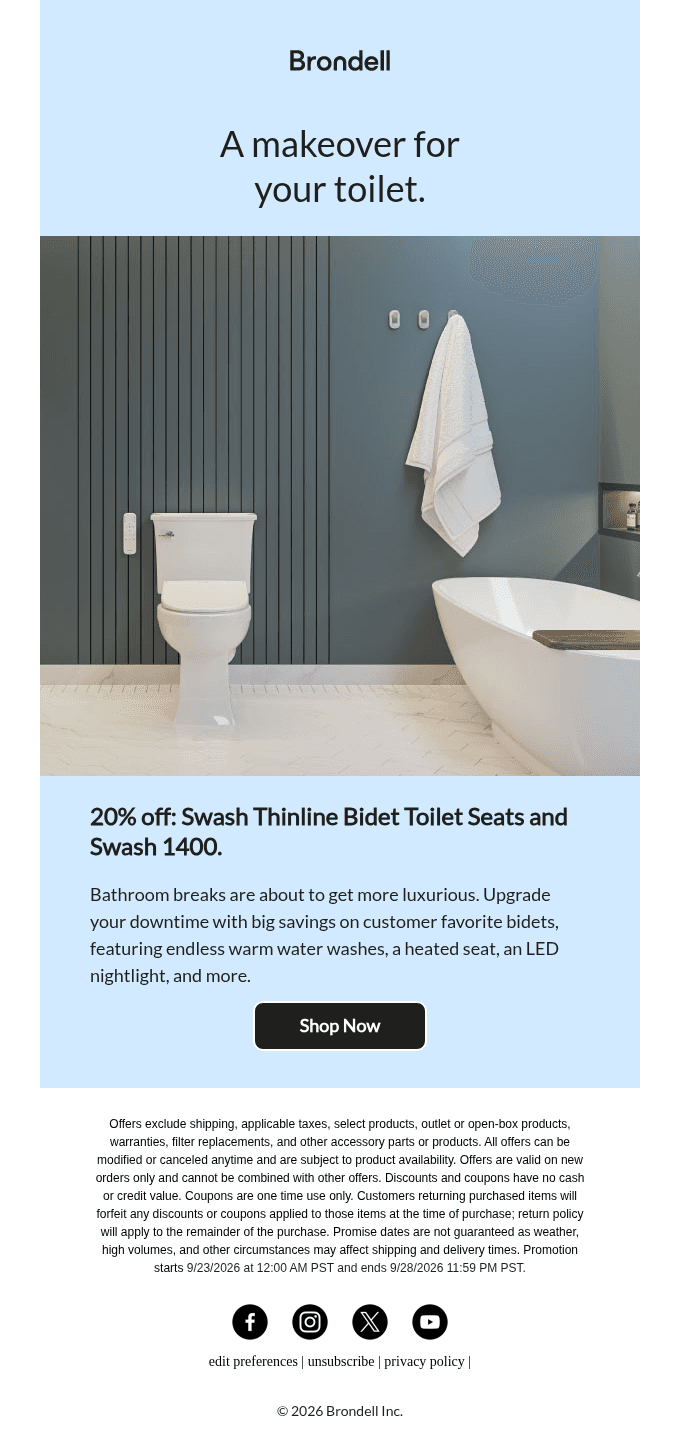 20% off bidets you’ve been eyeing. 👀