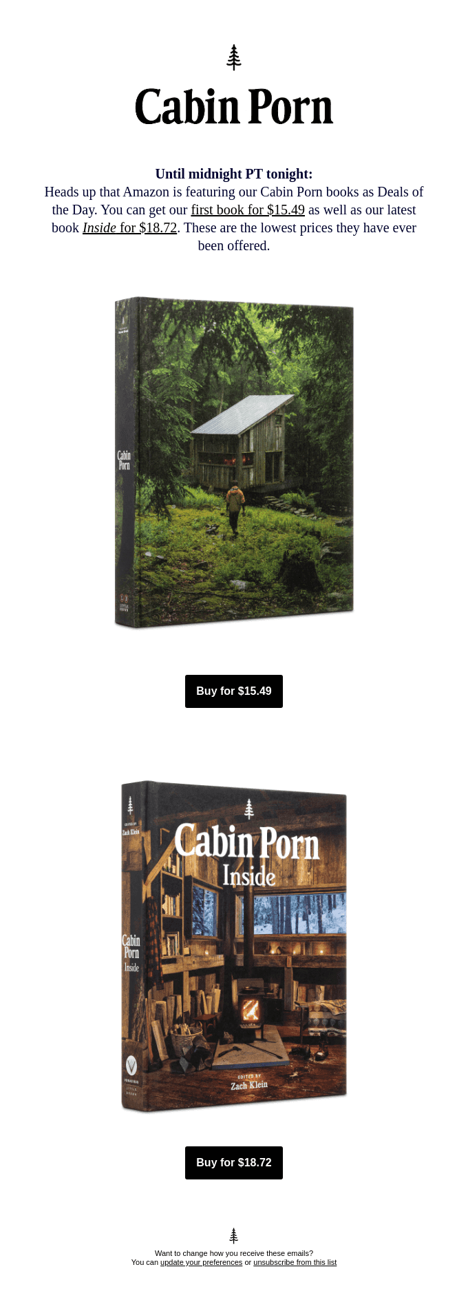 Cabin Porn = Amazon Deal of Day