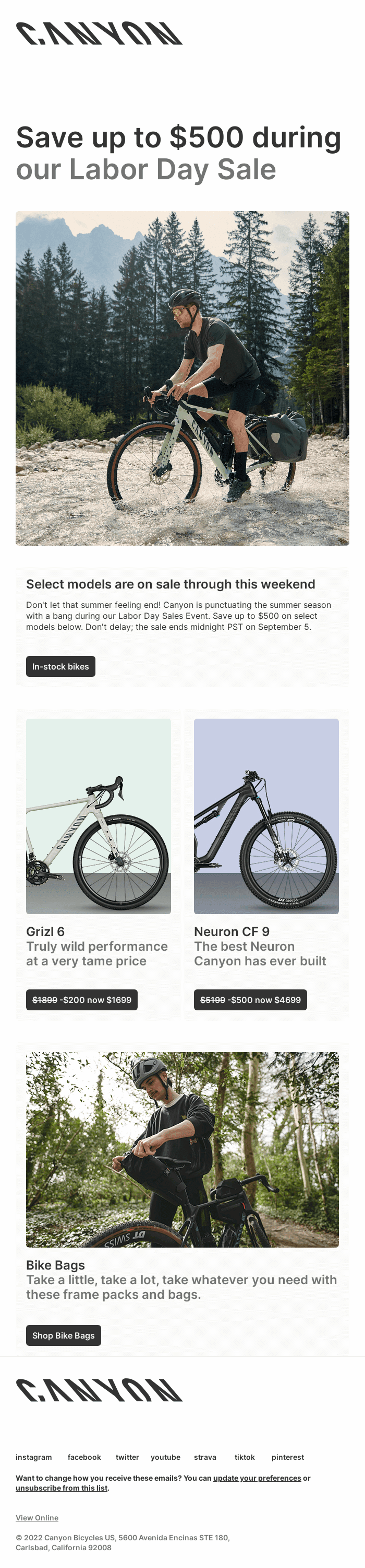 CANYON'S LABOR DAY SALE IS LIVE