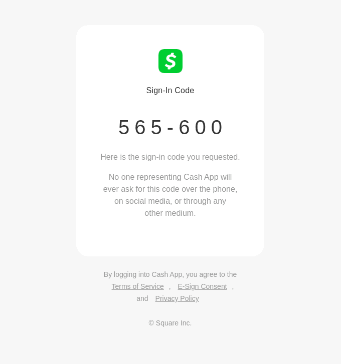 Cash App Sign In Code (565-600)
