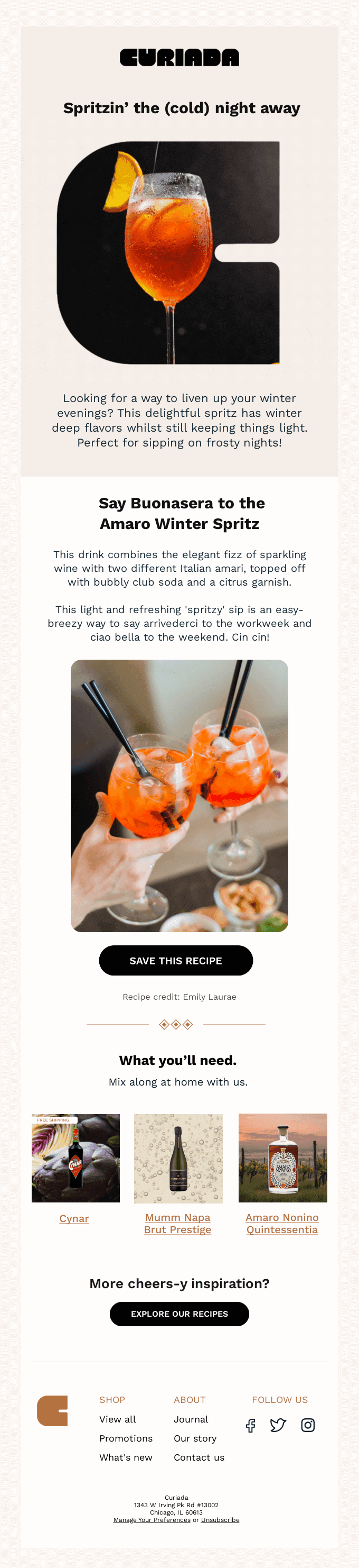 CCH: Amaro Winter Spritz