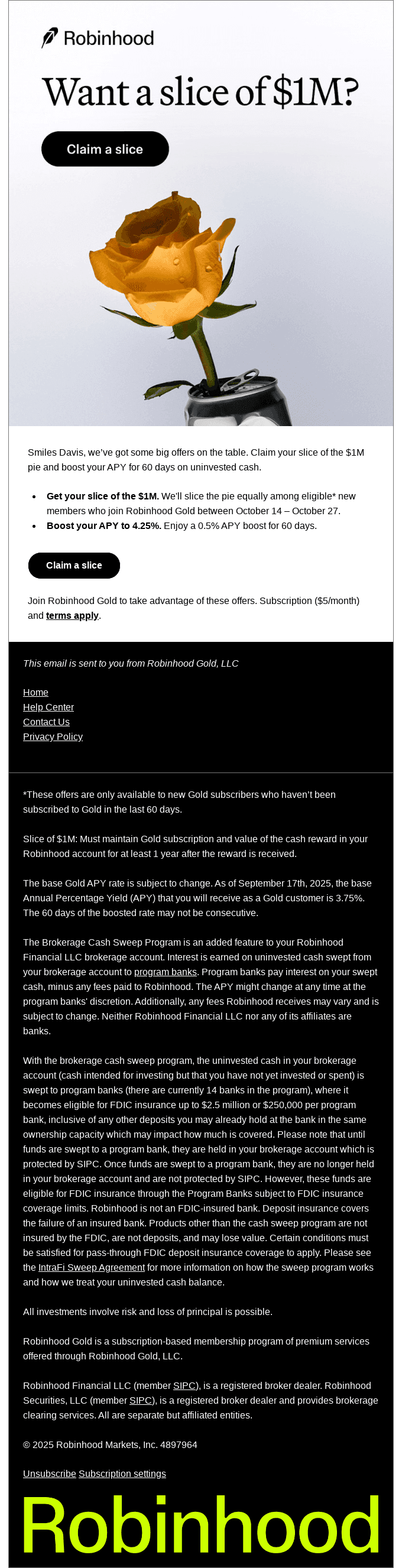 Claim your slice of $1M