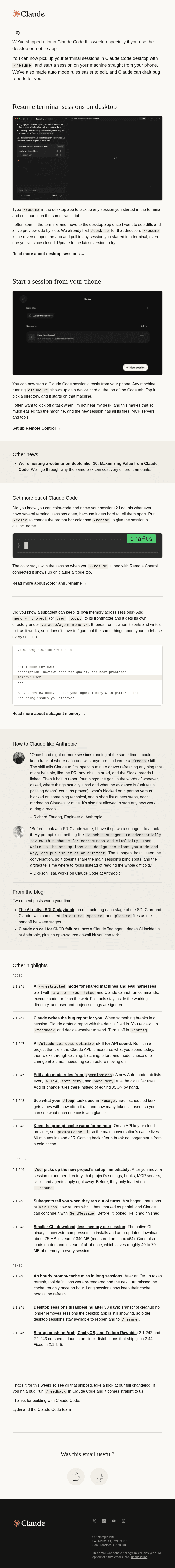 This week in Claude Code: /resume on desktop, start sessions from your phone, and more