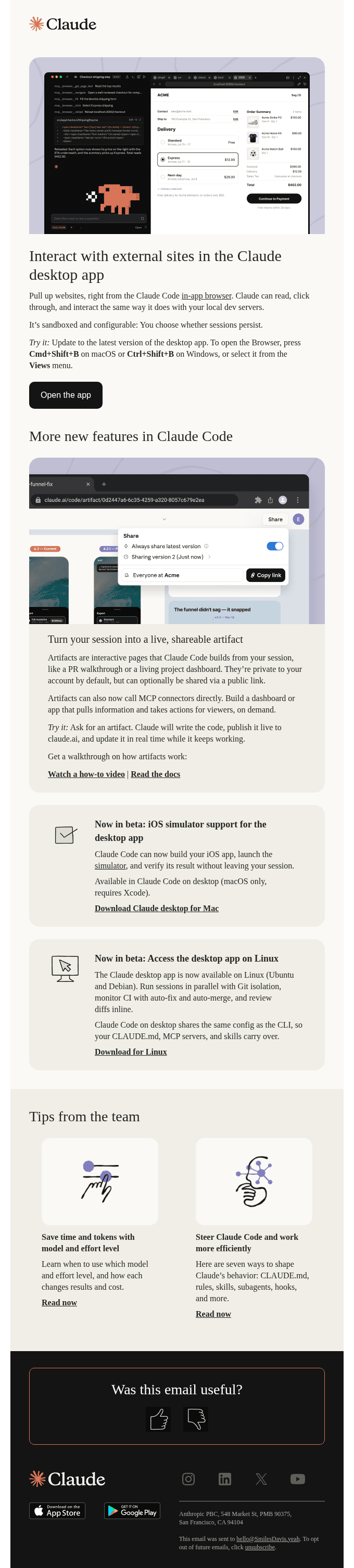 New: in-app browsing, artifacts, and iOS simulator support