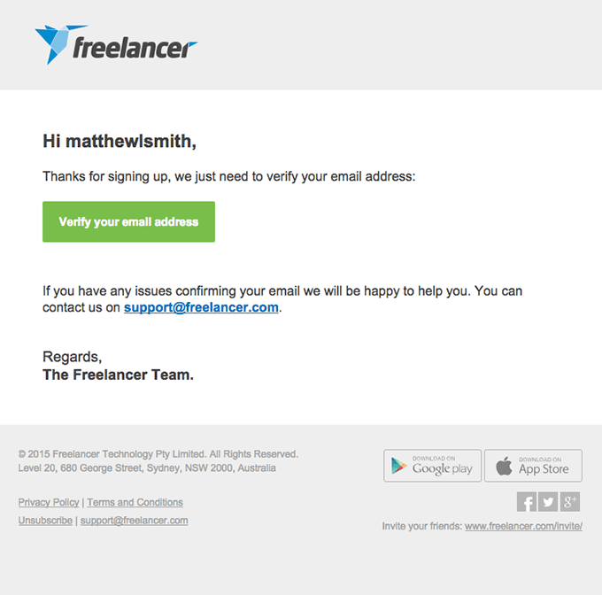 Complete your Freelancer registration with one click!