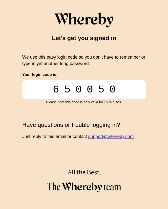 Confirmation code: 650050