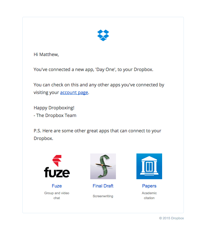 You’ve connected a new app to Dropbox