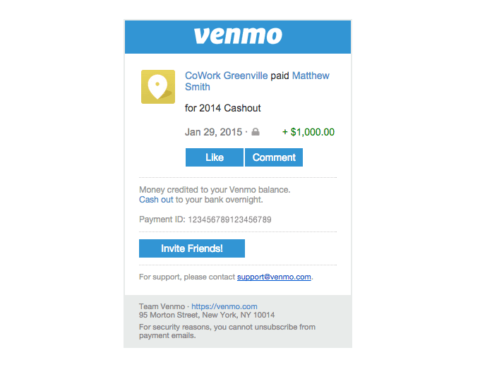 CoWork Greenville Paid You $1,000.00