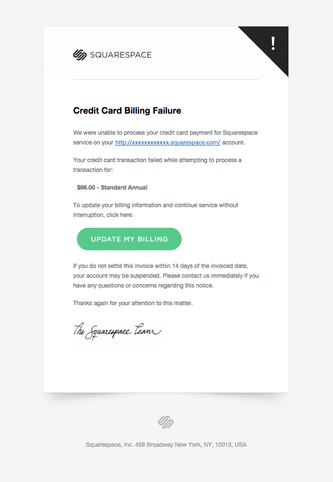 Credit Card Billing Failure