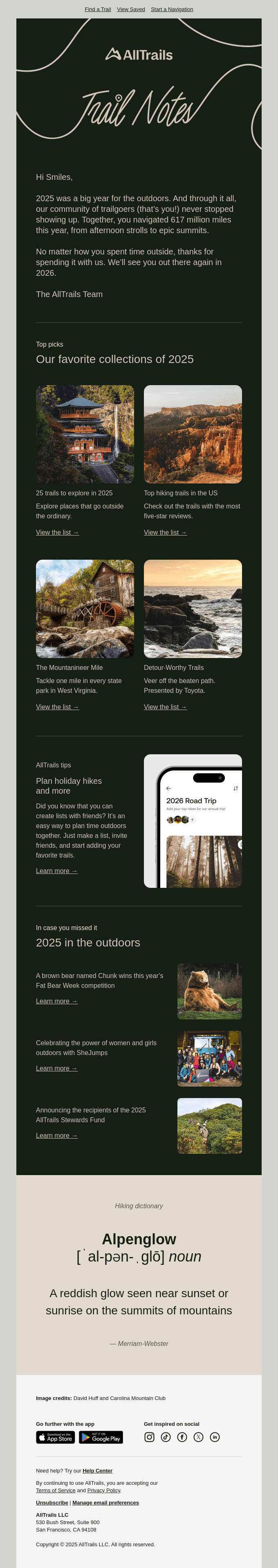 December Trail Notes