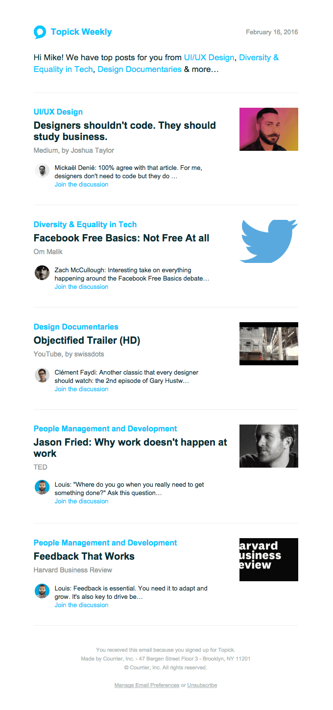 “Designers shouldn’t code. They should study business.” – Topick Weekly Digest