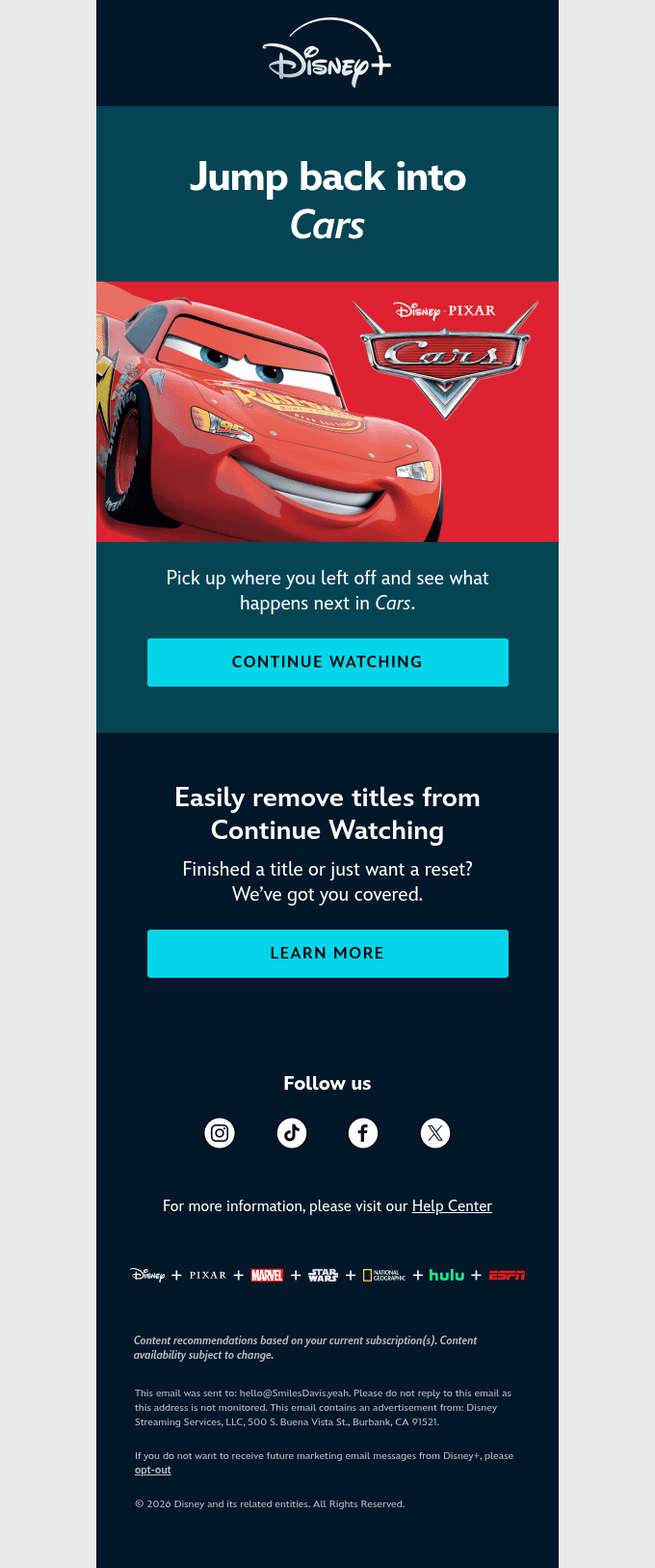 Continue watching Cars